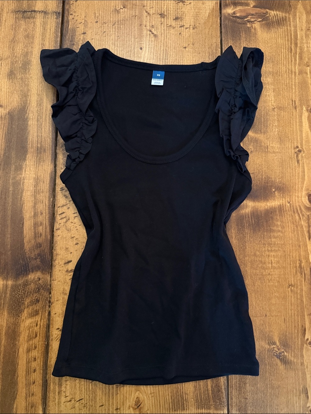 Old Navy Black Ruffle Sleeve Tank